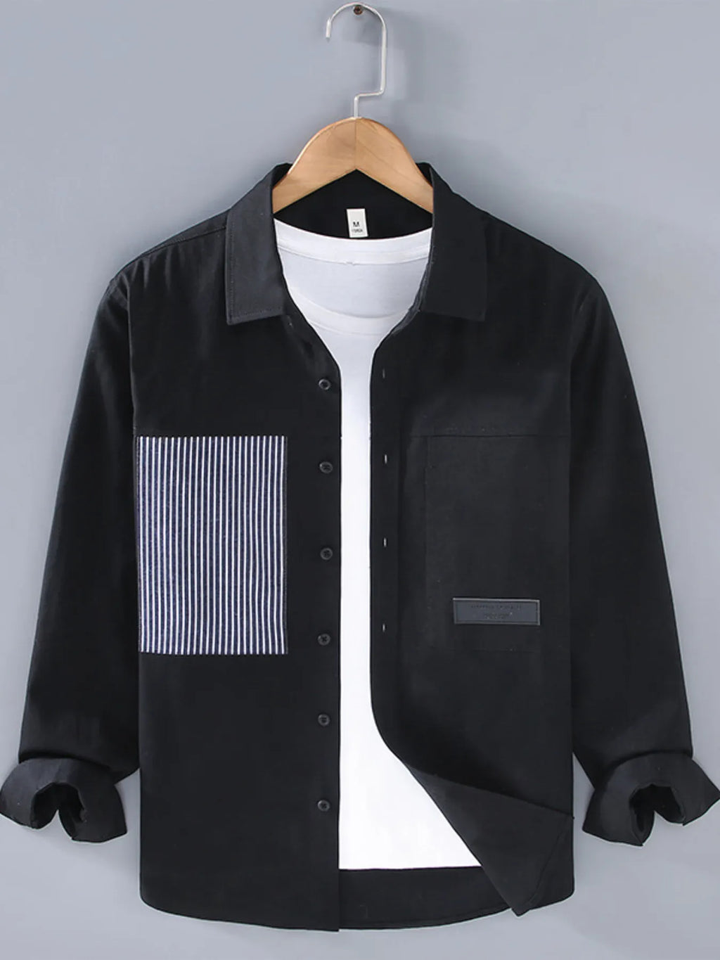 Men's Plus Size Striped Button Up Long Sleeve Shirt