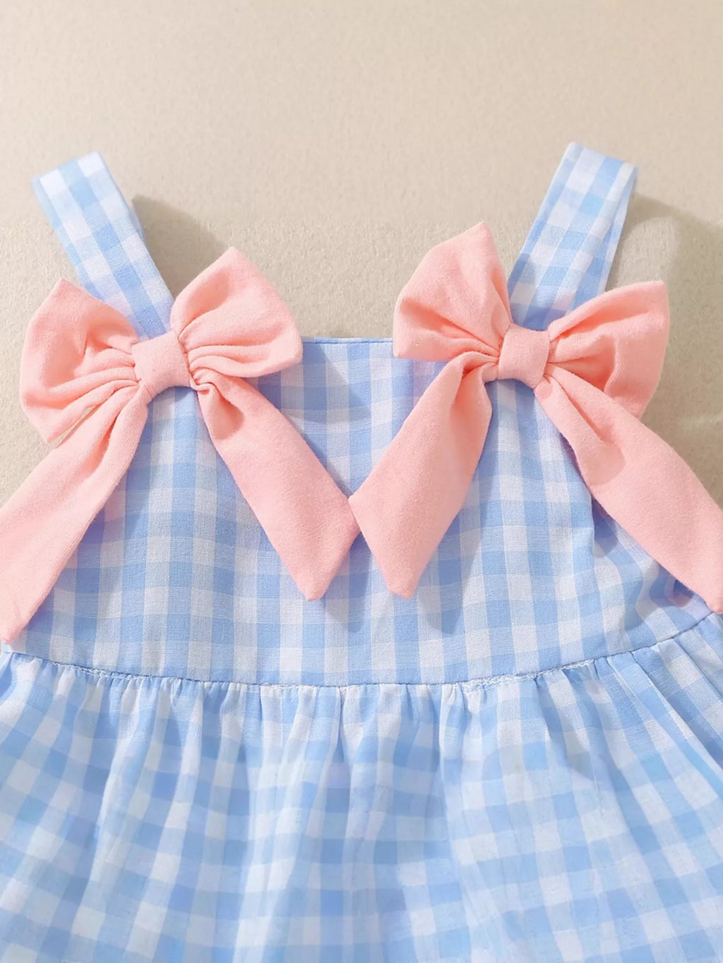 Children's Layered Ruffle Gingham Dress with Bows