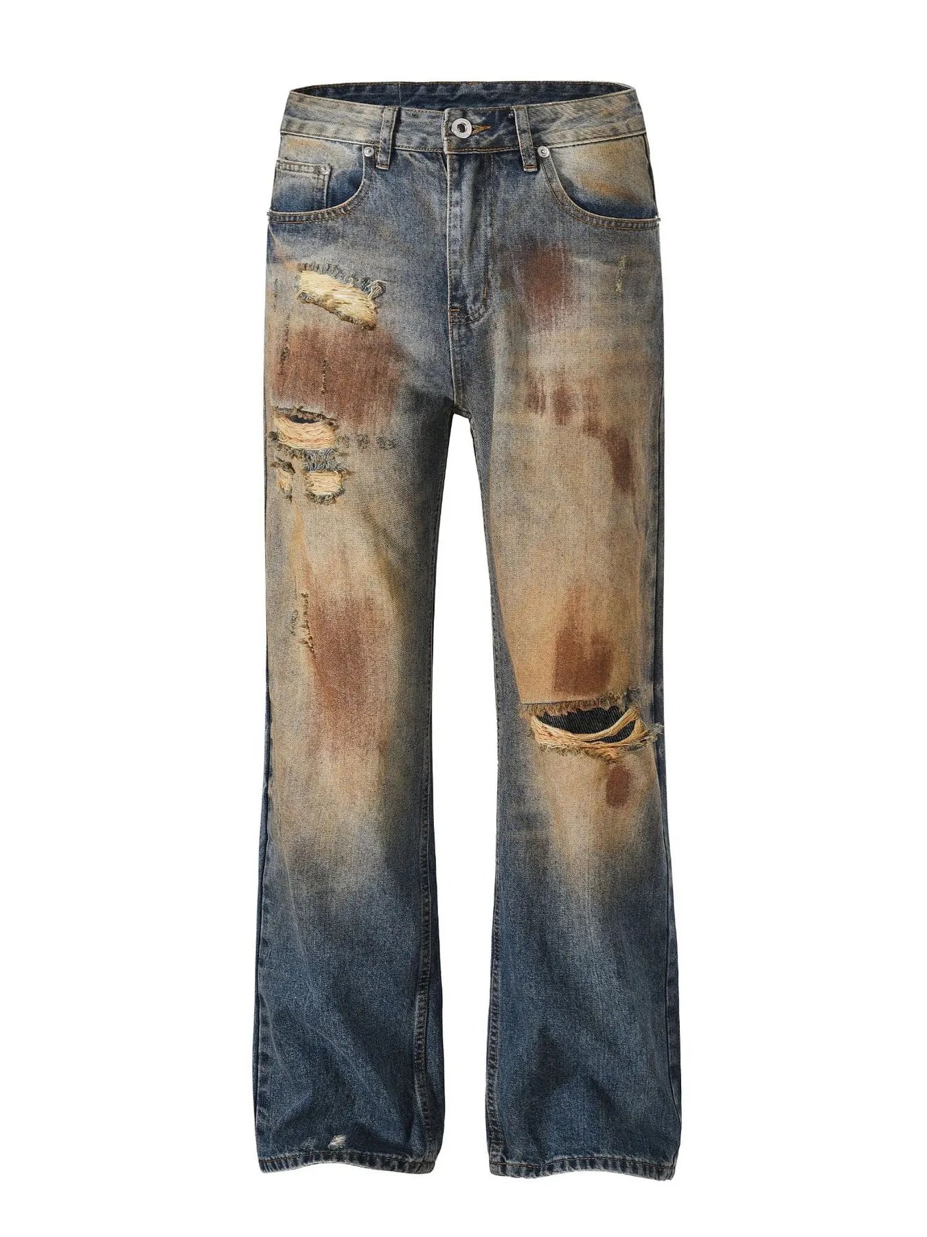Men's Distressed Bleached Loose Fit Jeans