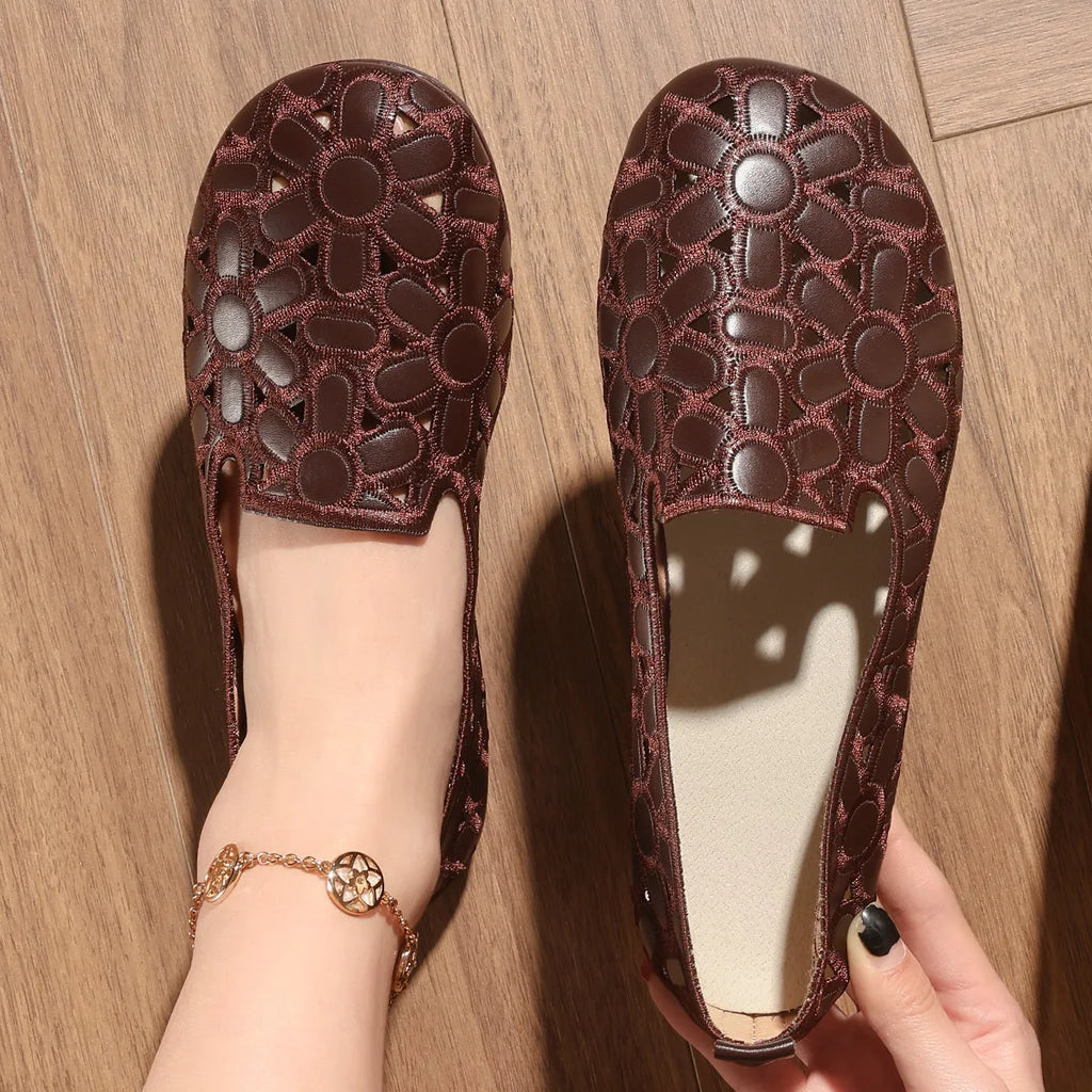 Cutout Round Toe Slip-Ons