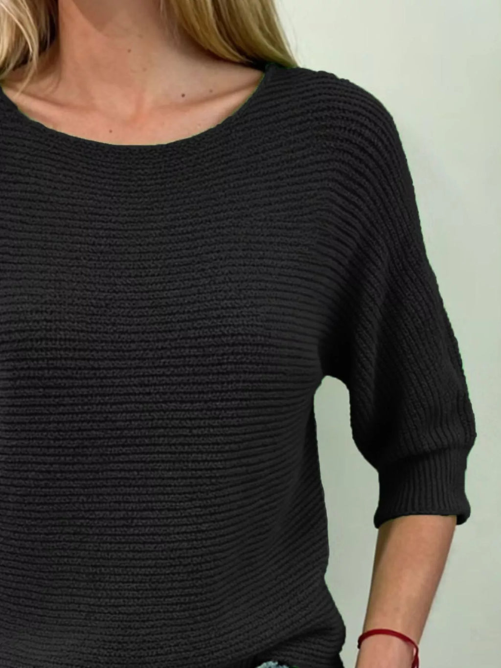 Full Size Ribbed Knit Round Neck Sweater Plus Size