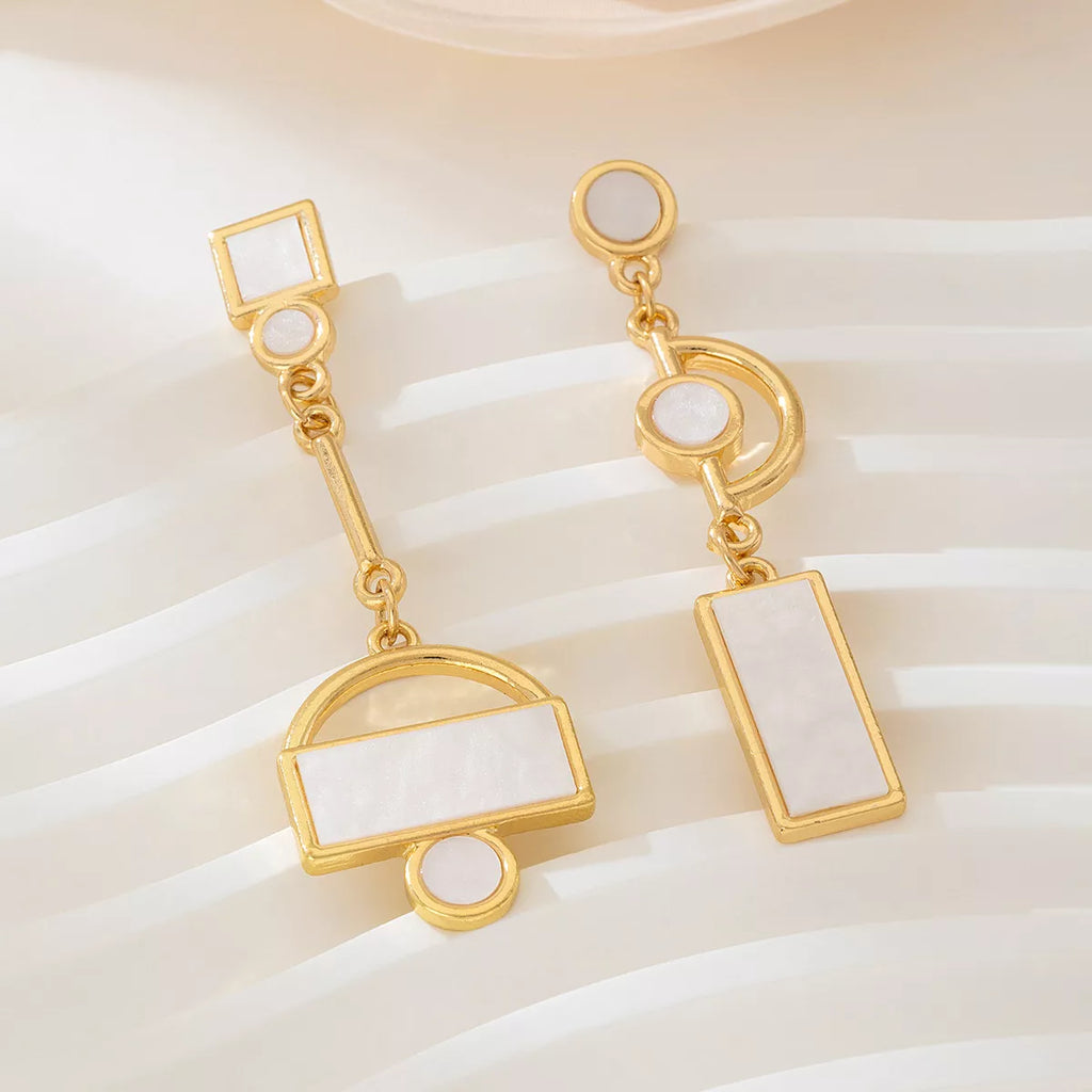 Geometric Gold Chain Drop Earrings
