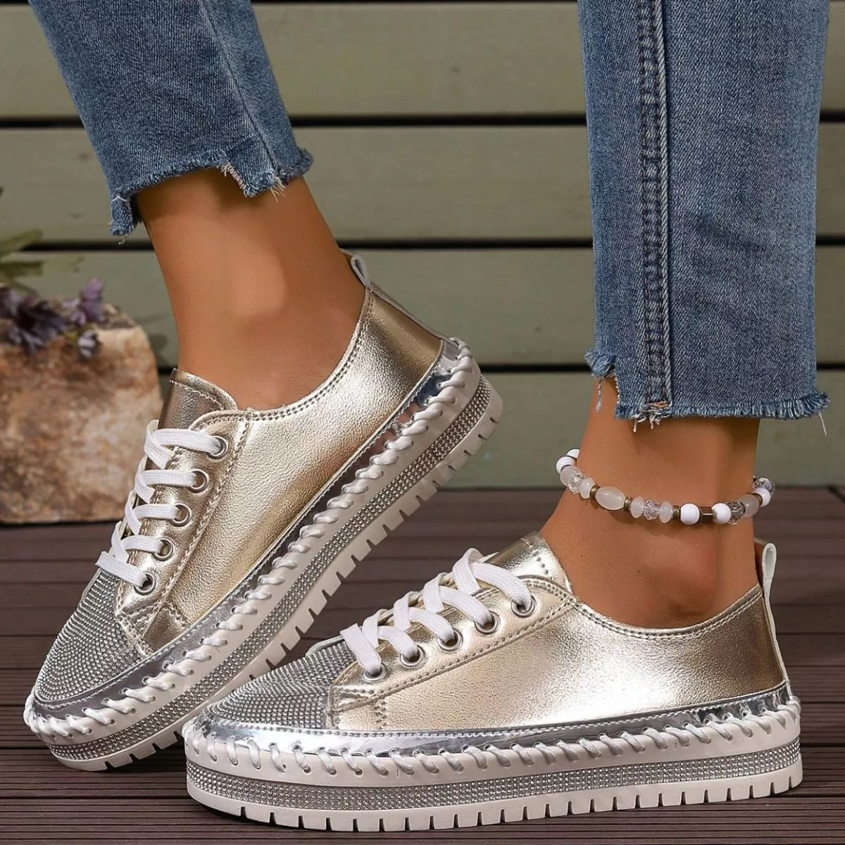 Round Toe Platform Sneakers