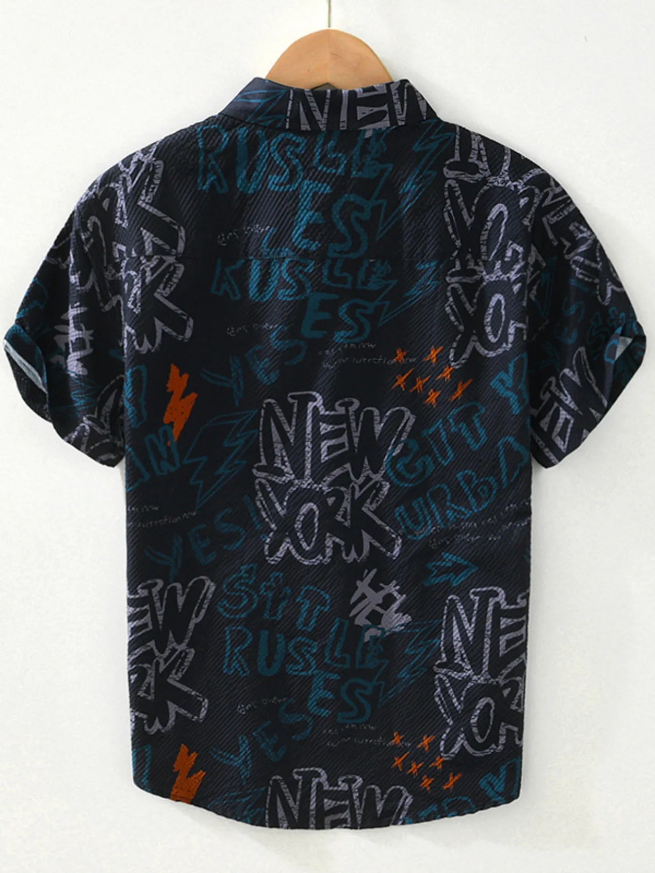 Men's Plus Size Printed Button Up Short Sleeve Shirt