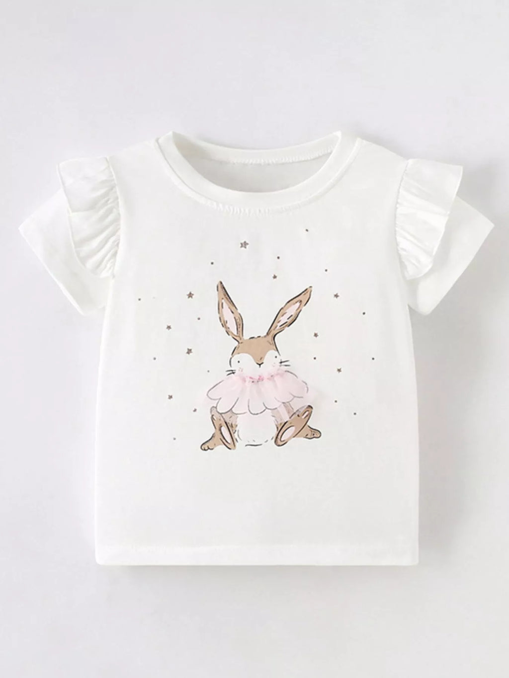 Children's Bunny Graphic Ruffle Sleeve T-Shirt