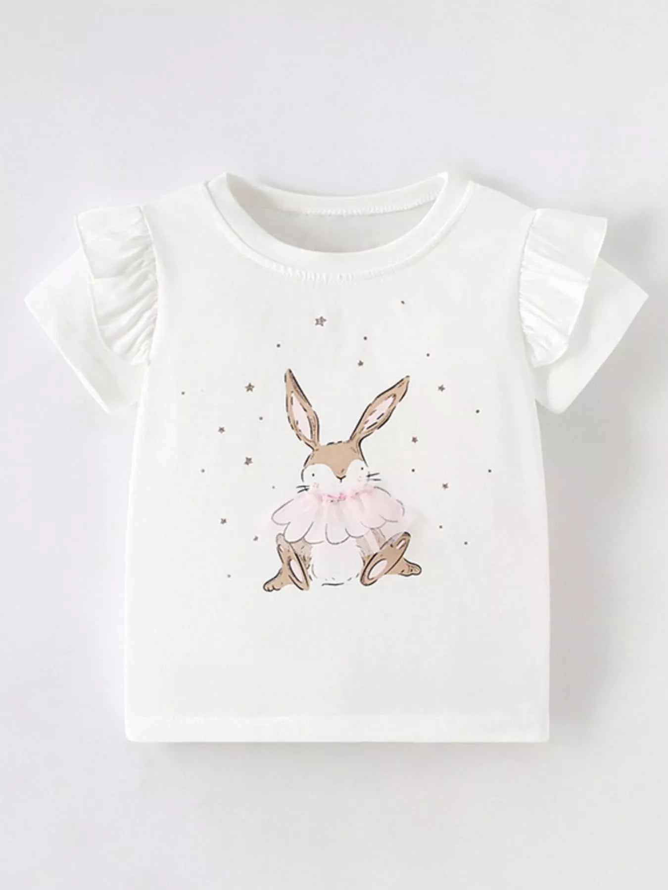 Children's Bunny Graphic Ruffle Sleeve T-Shirt