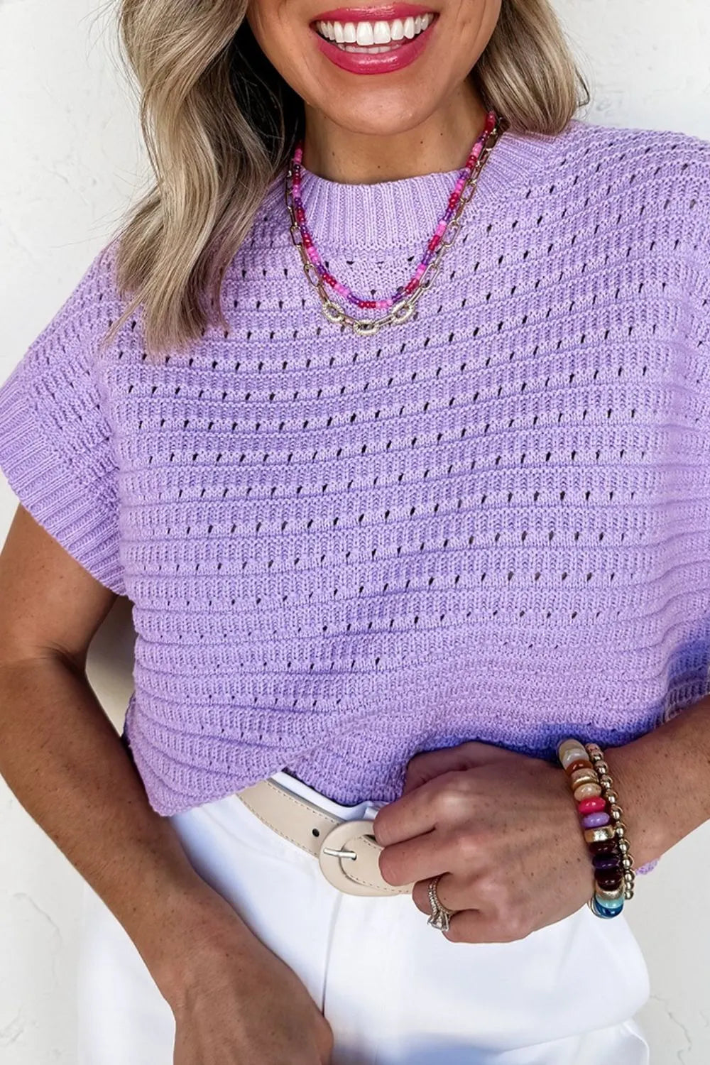 Short Sleeve Knit Sweater Top