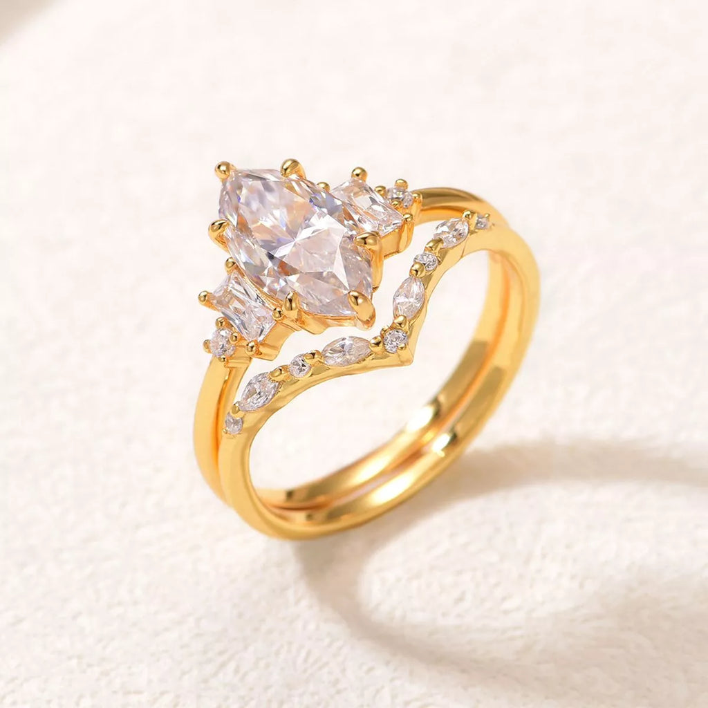 2 Carat Moissanite 925 Sterling Silver 2 Piece Ring