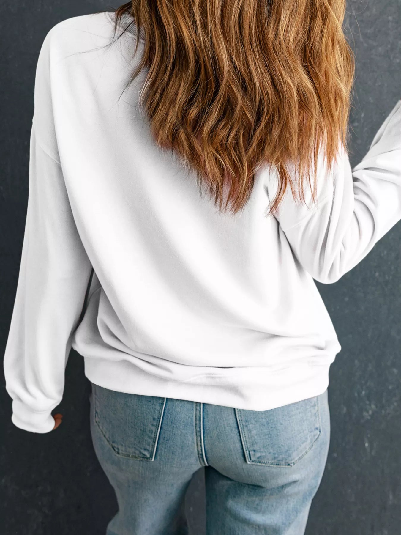Plush Leopard Tree Patched Drop Shoulder Sweatshirt