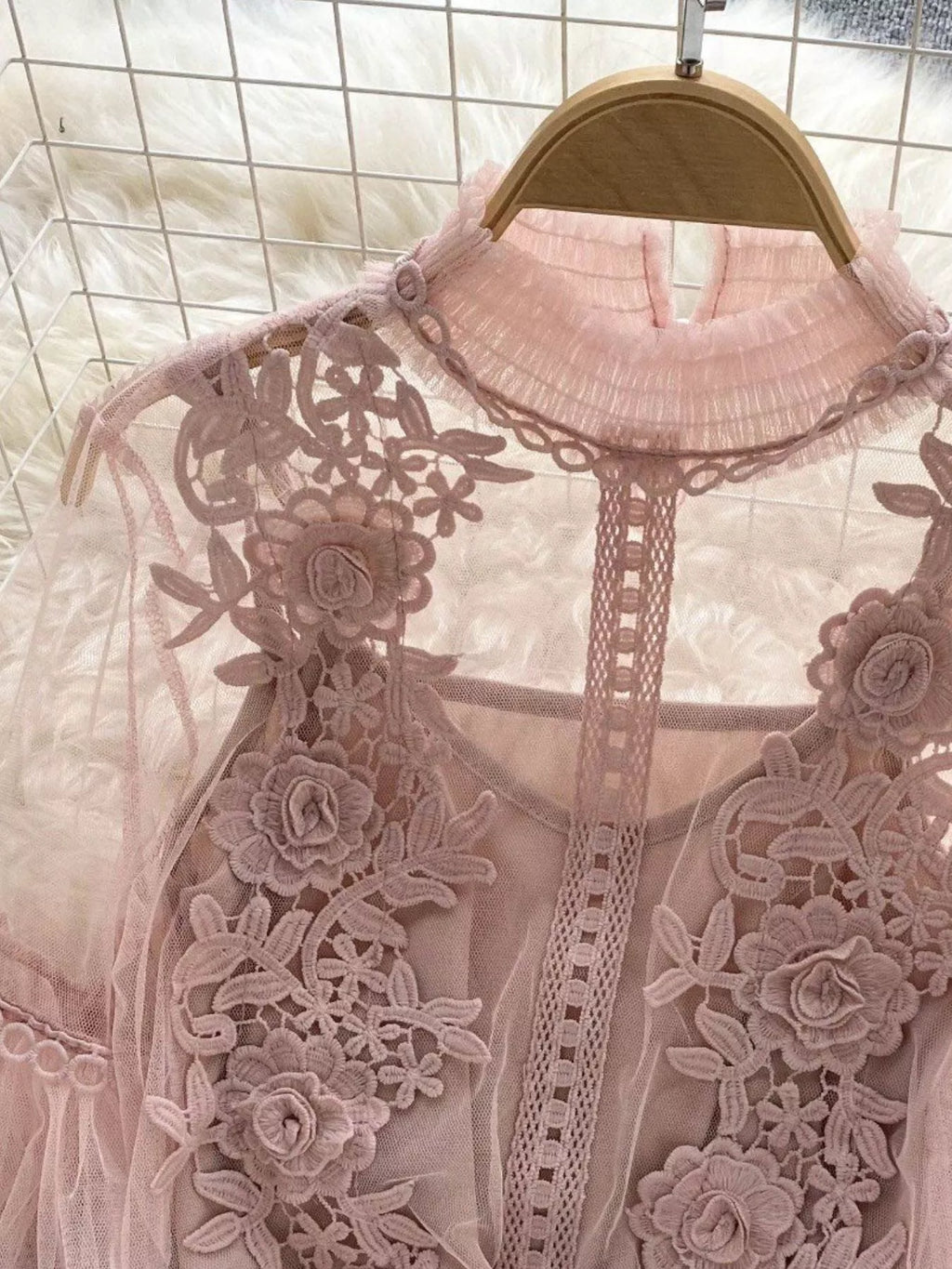 Floral Lace Blouse & Cami Set