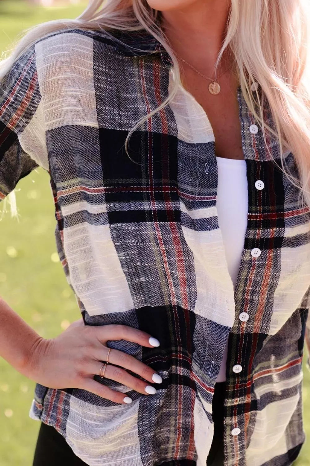 Plaid Button-Down Long Sleeve Shirt