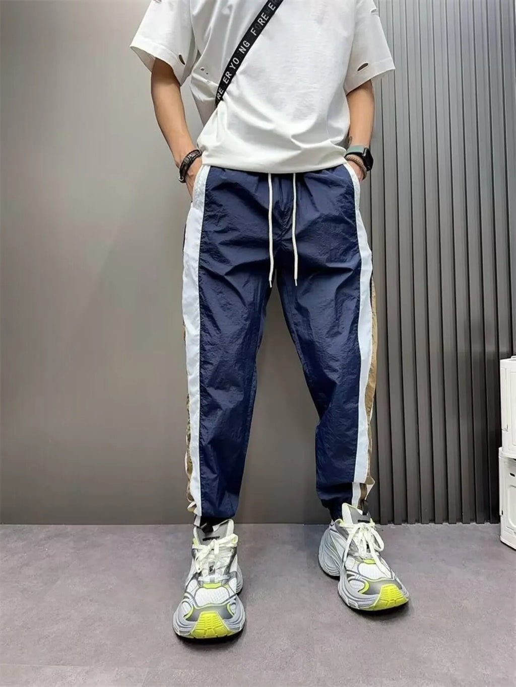 Men's Plus Size Contrast Drawstring Pants