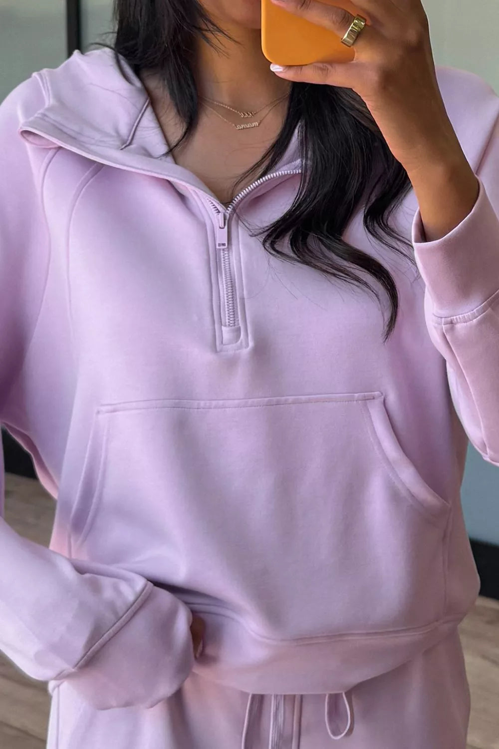 Half Sleeve Kangaroo Pocket Hoodie and Pants Set