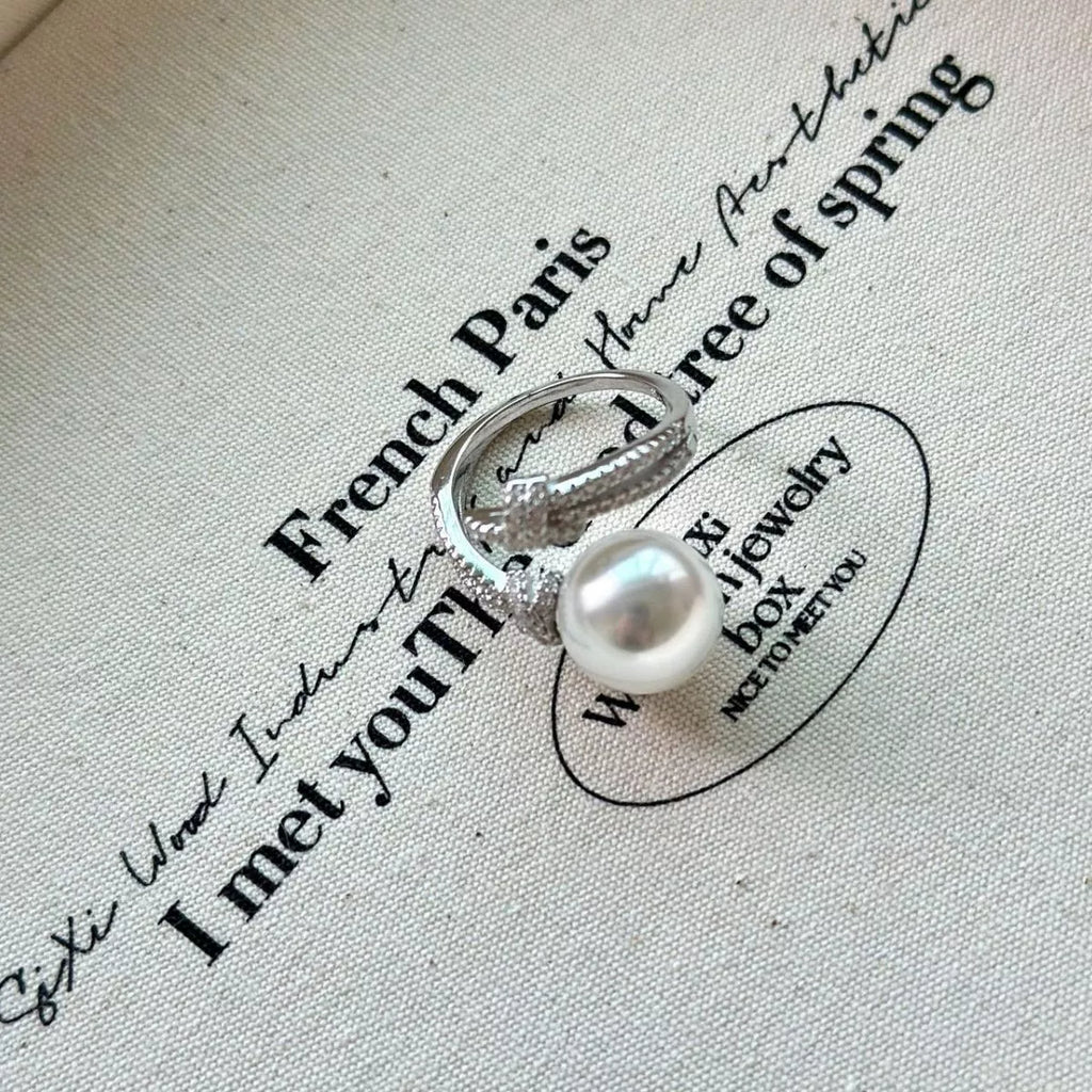 Pearl Zircon Bypass Ring