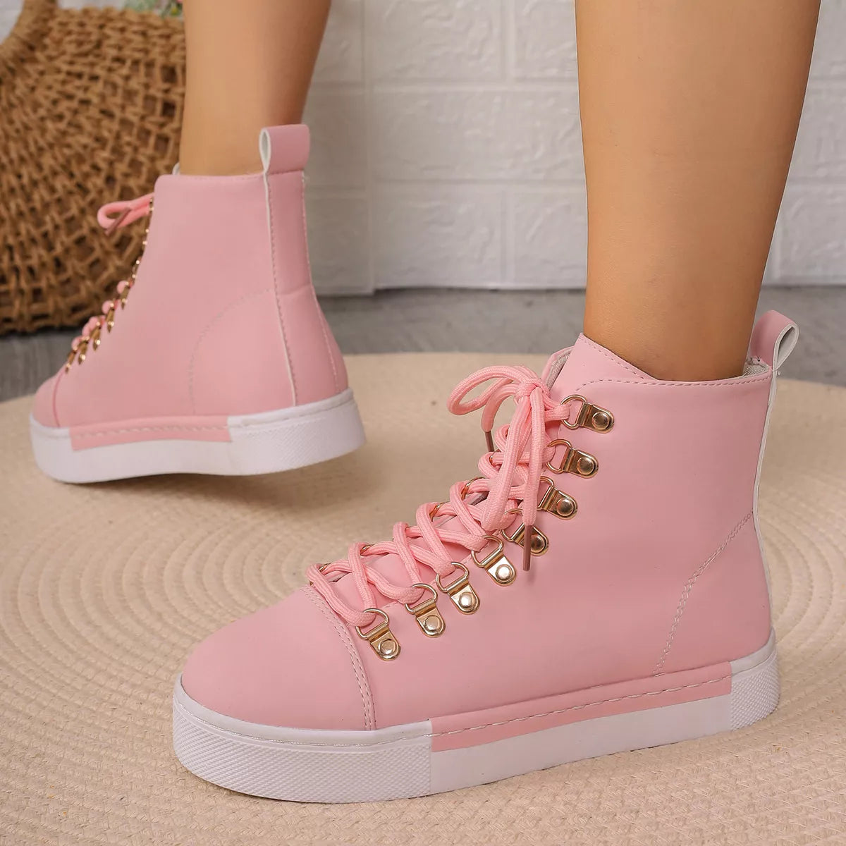 Lace-Up Platform Sneakers