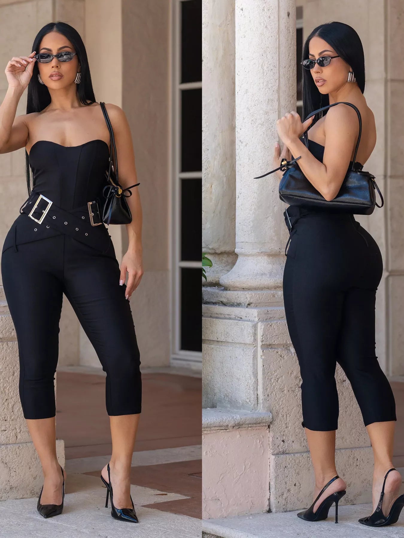 Belted Tube Skinny Jumpsuit