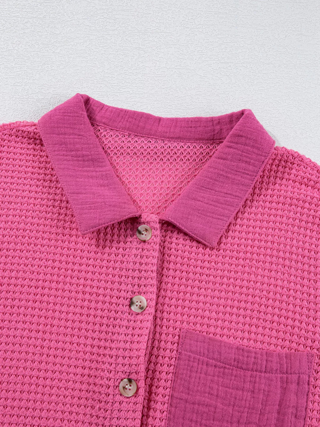 Gauze Waffle Button Down Short Sleeve Shirt