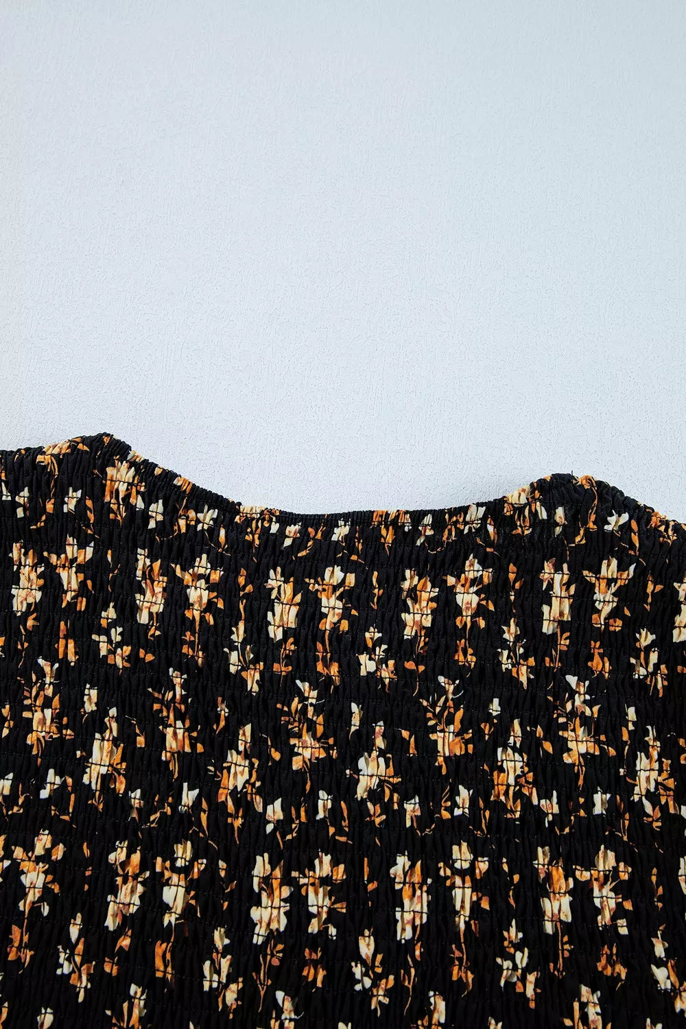 Floral Print Smocked Waist Long Sleeve Blouse