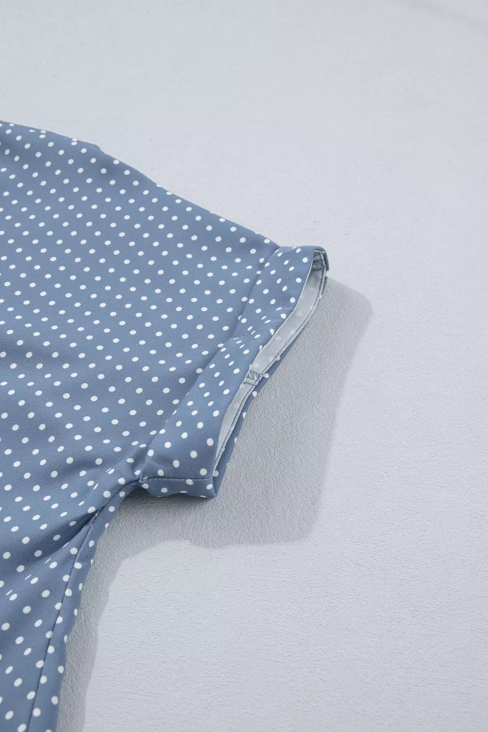 Dotted Print Cuffed Short Sleeve Shirt