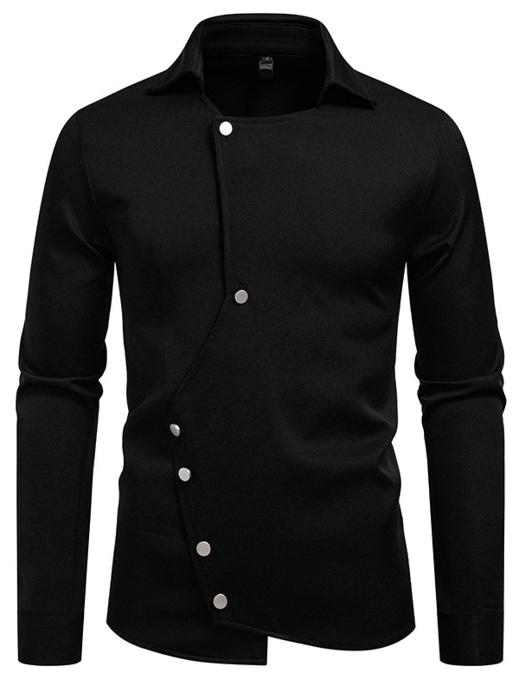 Men's Asymmetrical Button-Down Long Sleeve Shirt