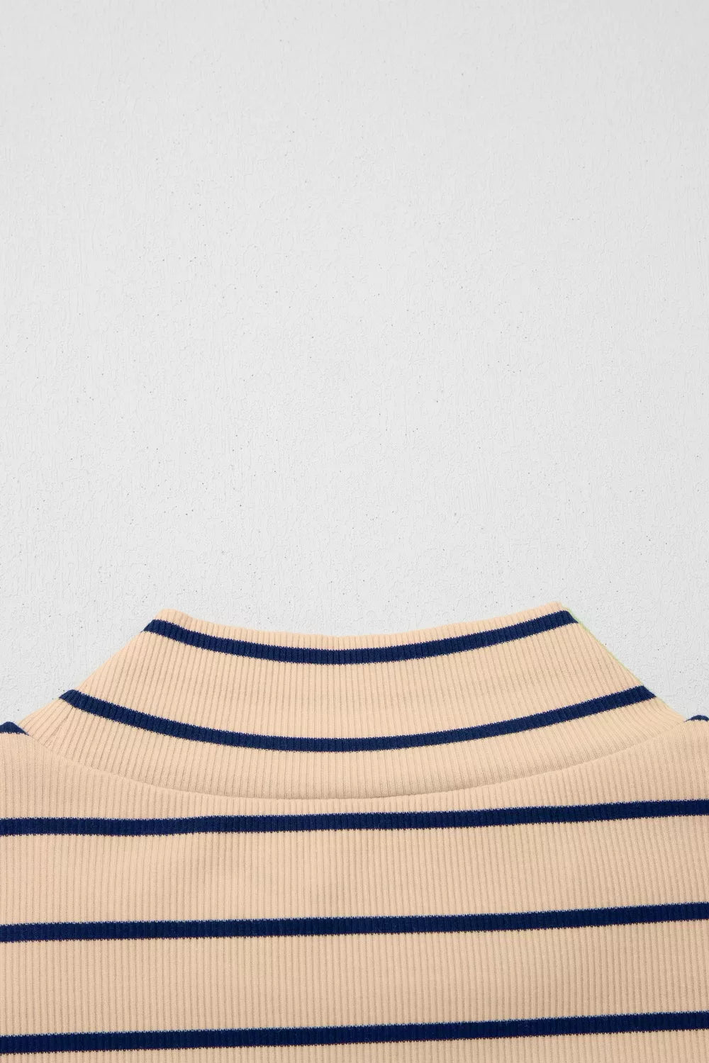 Stripe Mock Neck Short Sleeve Loose Top
