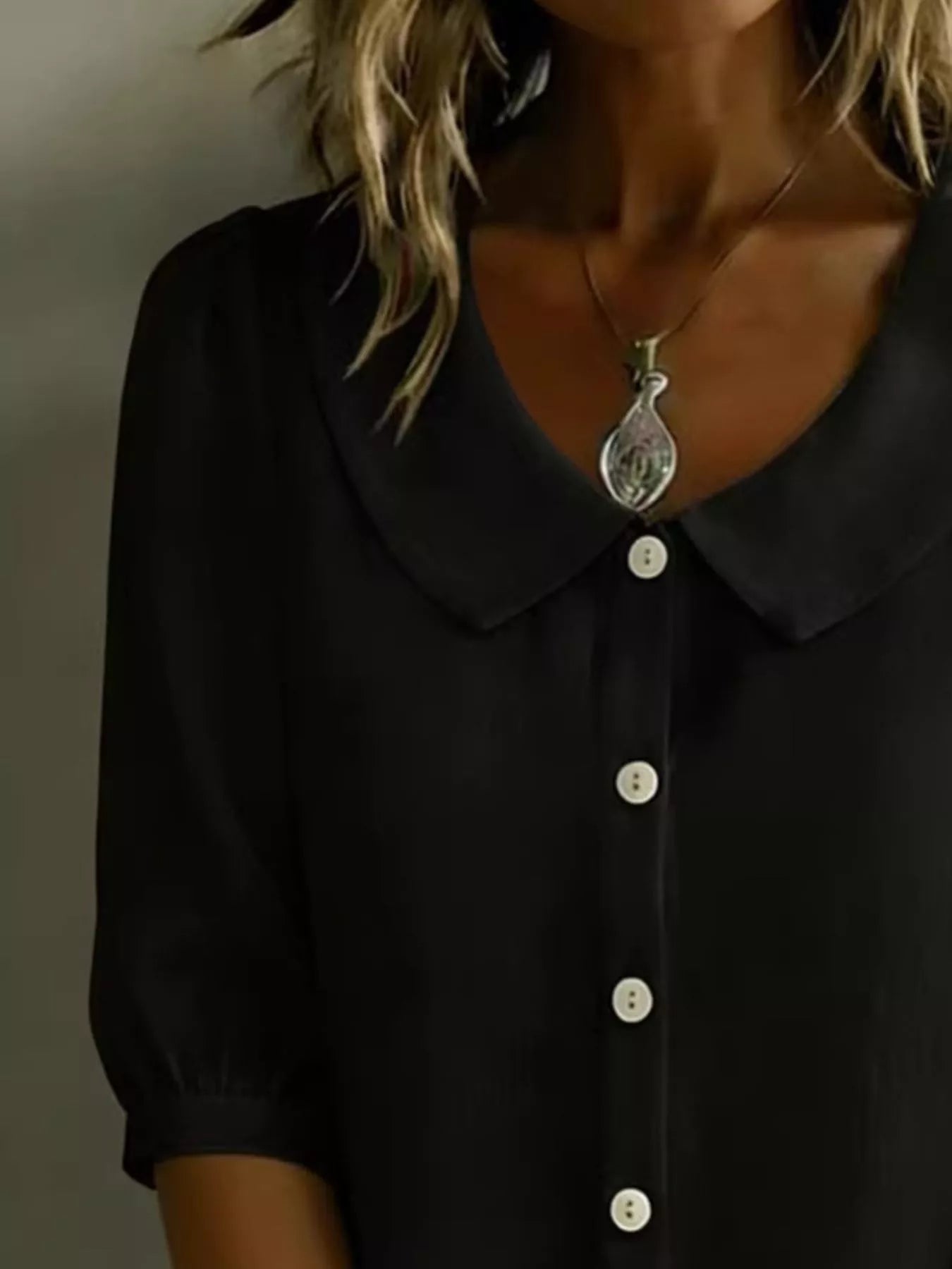 Peter Pan Collar Puff Sleeve Shirt
