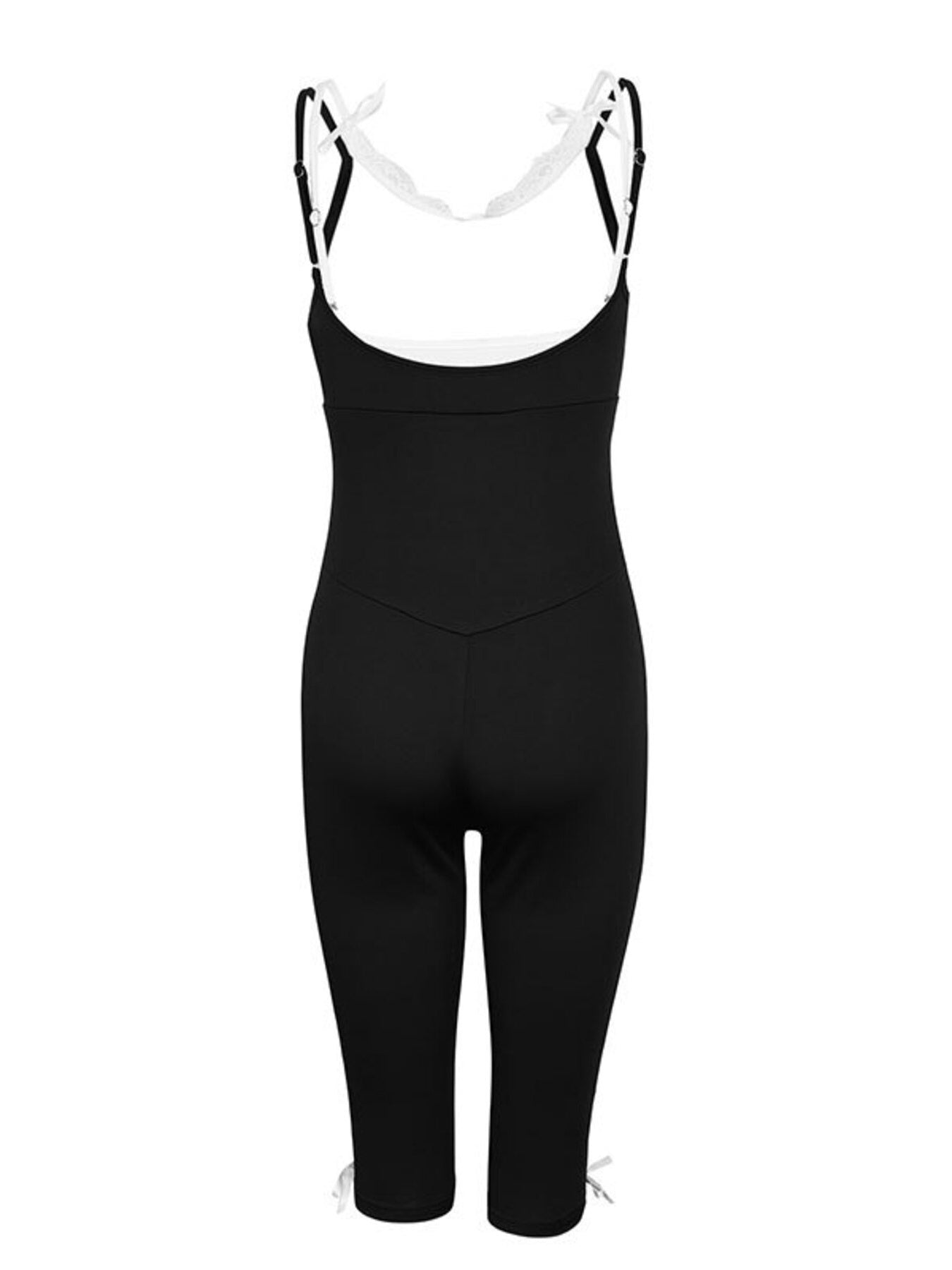 Lace Trim Tie-Front Capri Jumpsuit