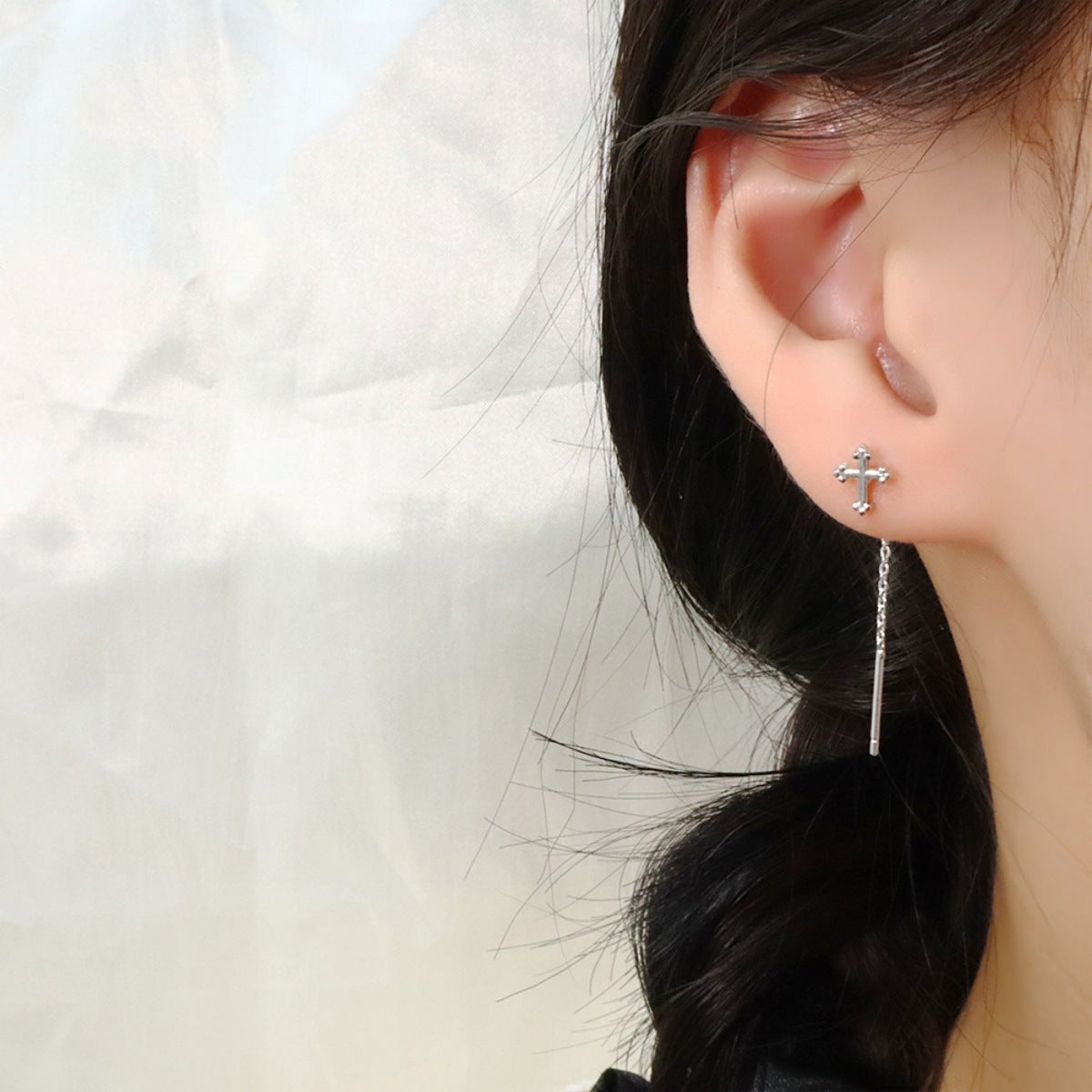 925 Sterling Silver Cross Earrings