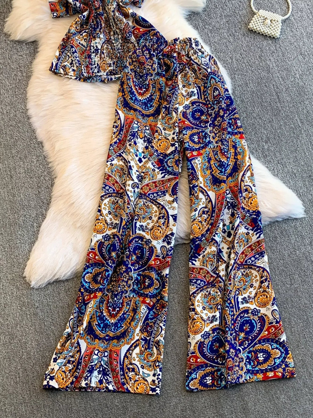 Printed Cami and Wide Leg Pants Set