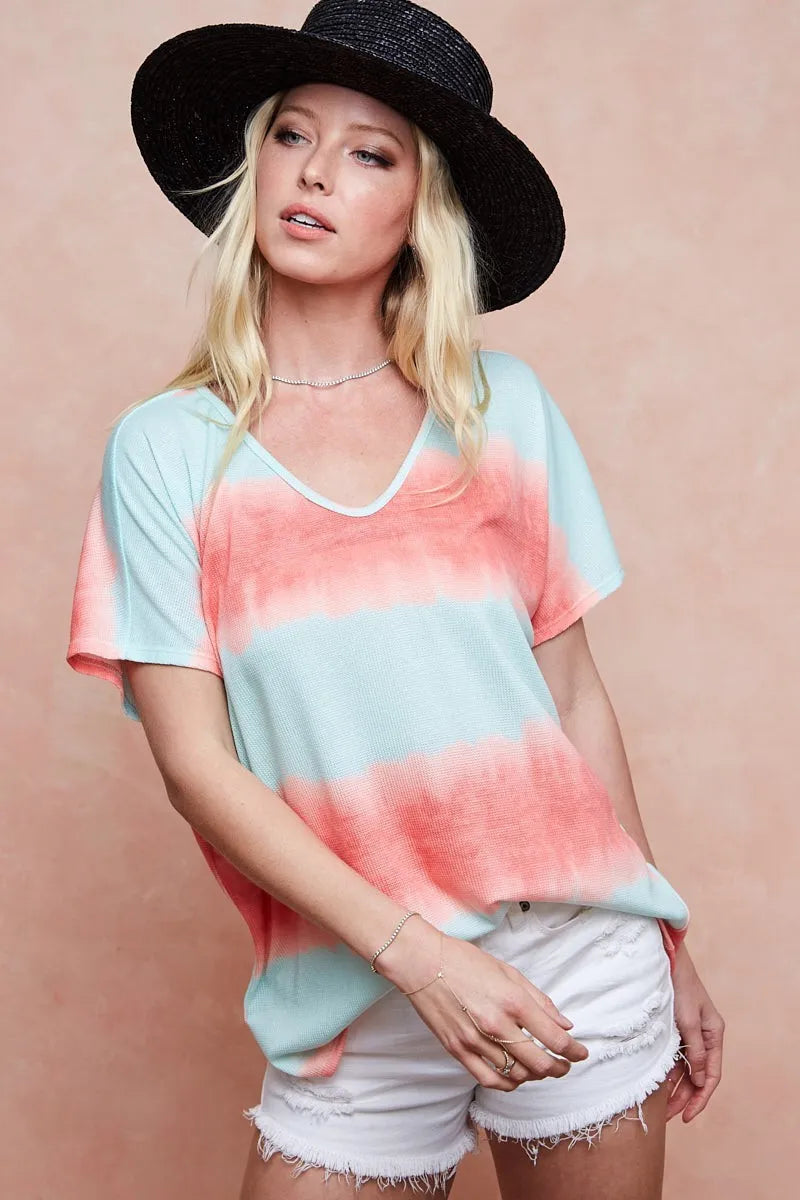BiBi Tiedye Printed Hacci Knit Top