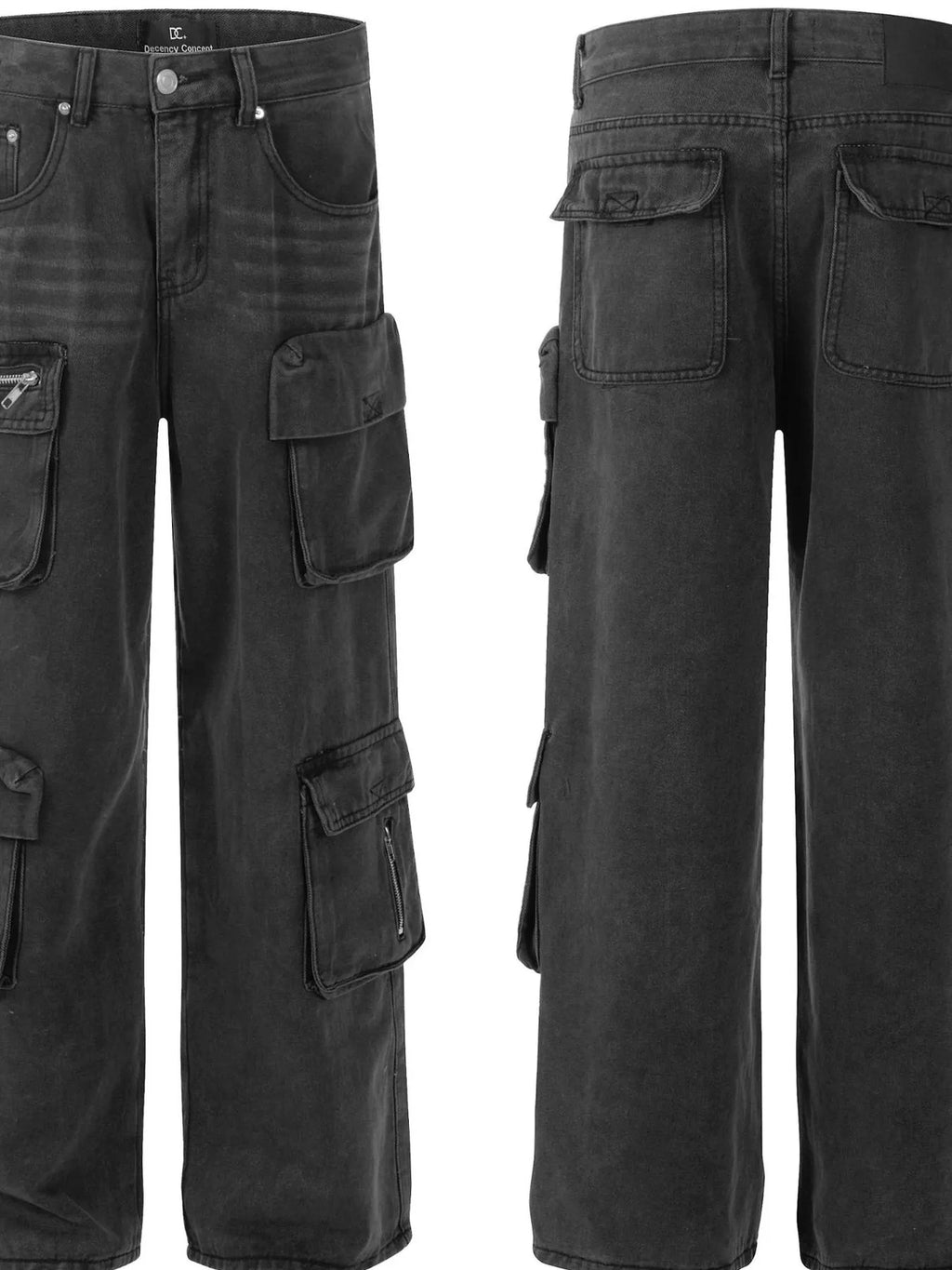 Men's Multi-Pocket Cargo Style Wide Leg Jeans