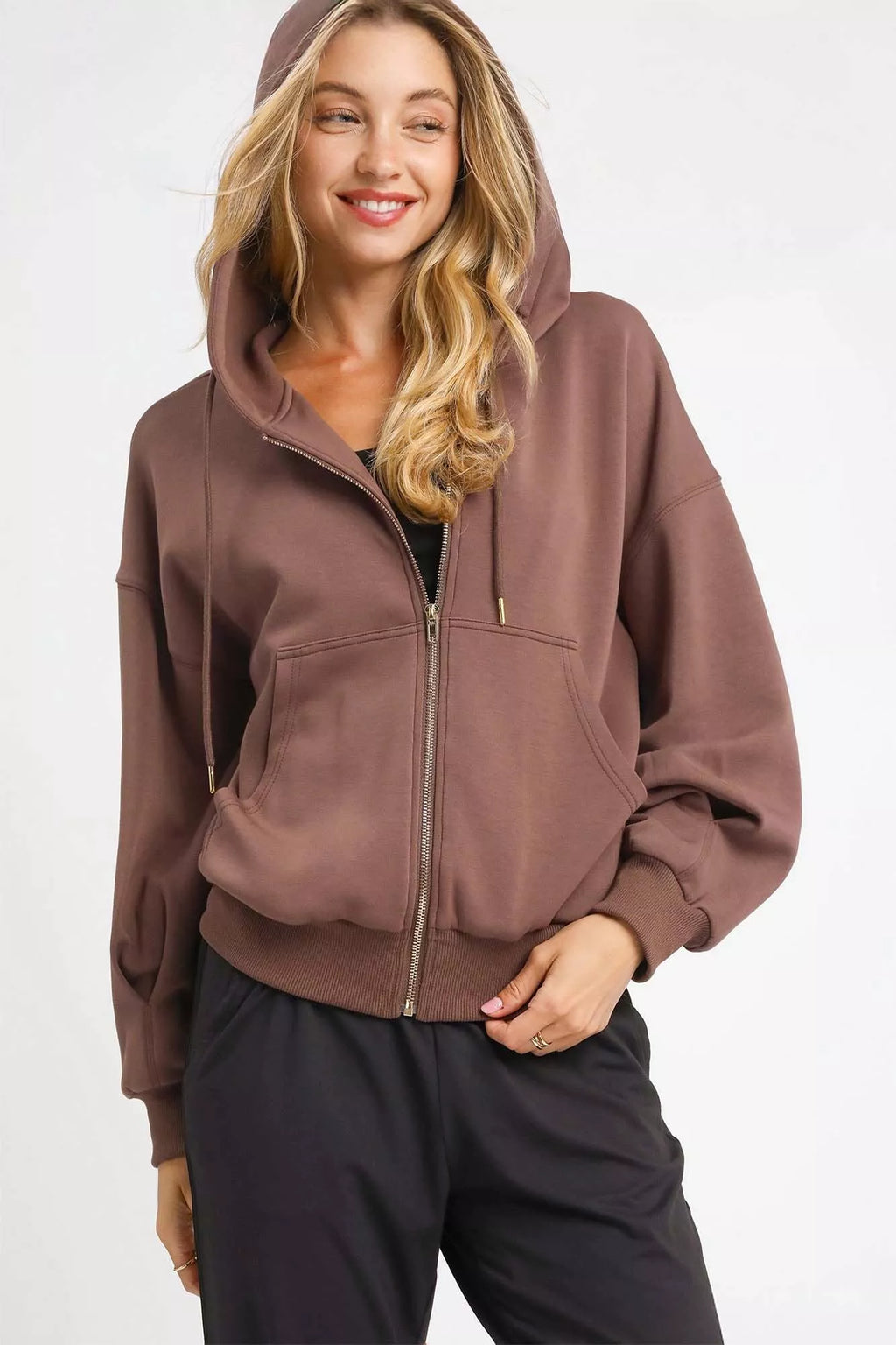 Umgee Zip-Up Fleece Hooded Jacket
