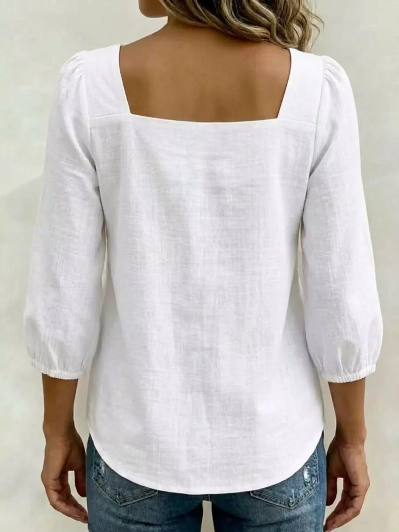 Full Size Bow Front Square Neck Blouse Plus Size