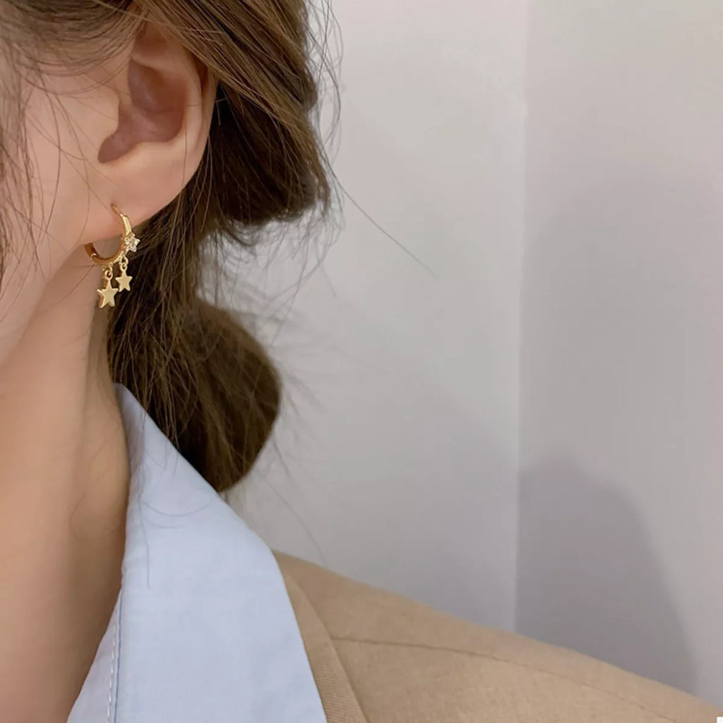 18K Gold-Plated Star Charm Hoop Earrings