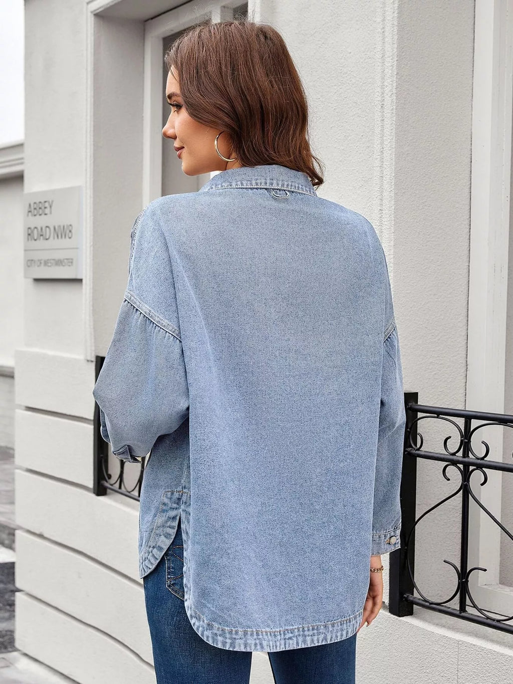 Vintage Wash Button-Down Denim Jacket