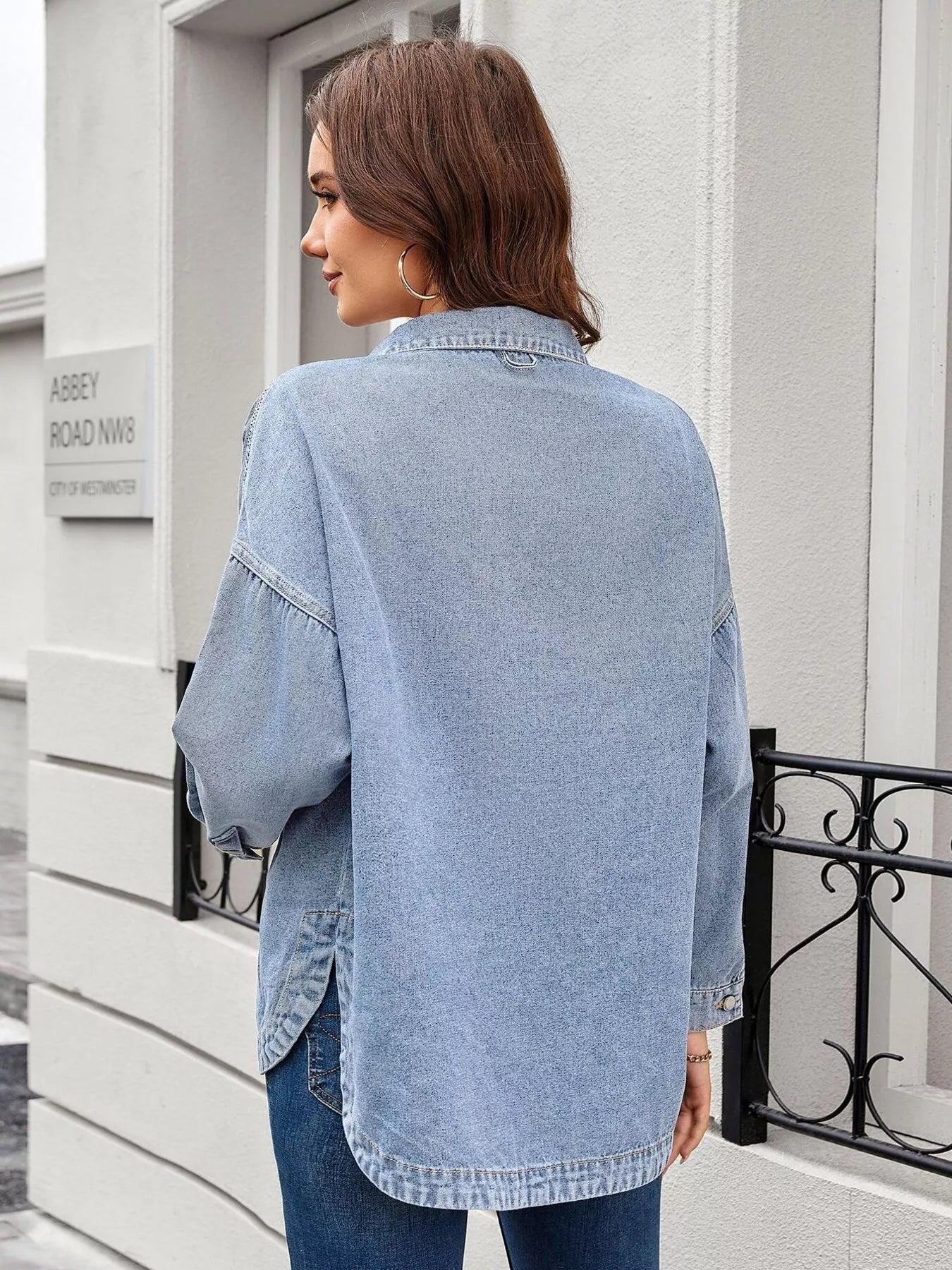 Vintage Wash Button-Down Denim Jacket