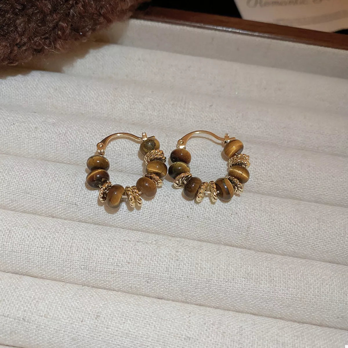 Tiger's Eye 18K Gold-Plated Copper Geometric Earrings