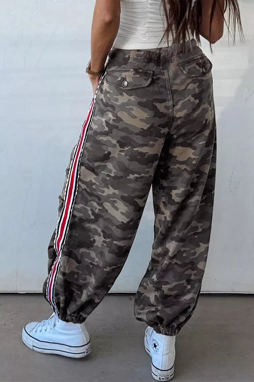 Camo Print Drawstring Waist Joggers