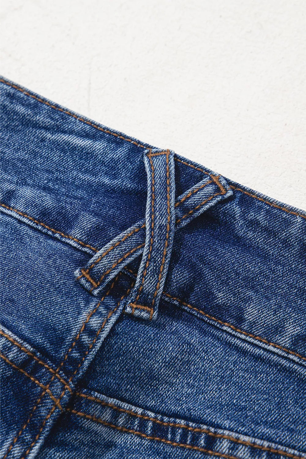 Double Button Zip Fly Straight Leg Jeans