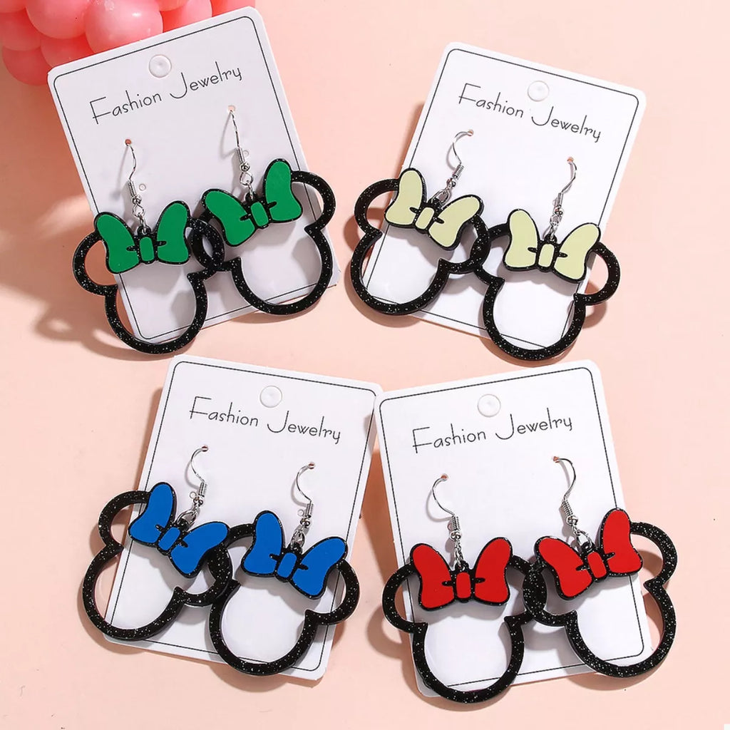 Mickey Mouse Bow Drop Earrings