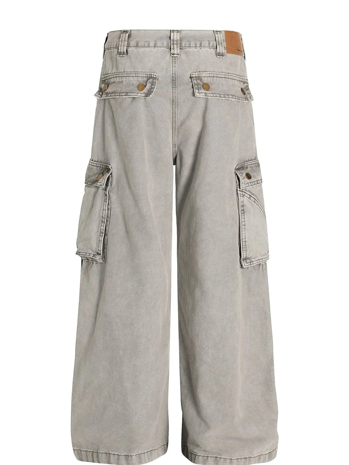 Men's Washed Wide Leg Cargo Jeans with Multiple Pockets