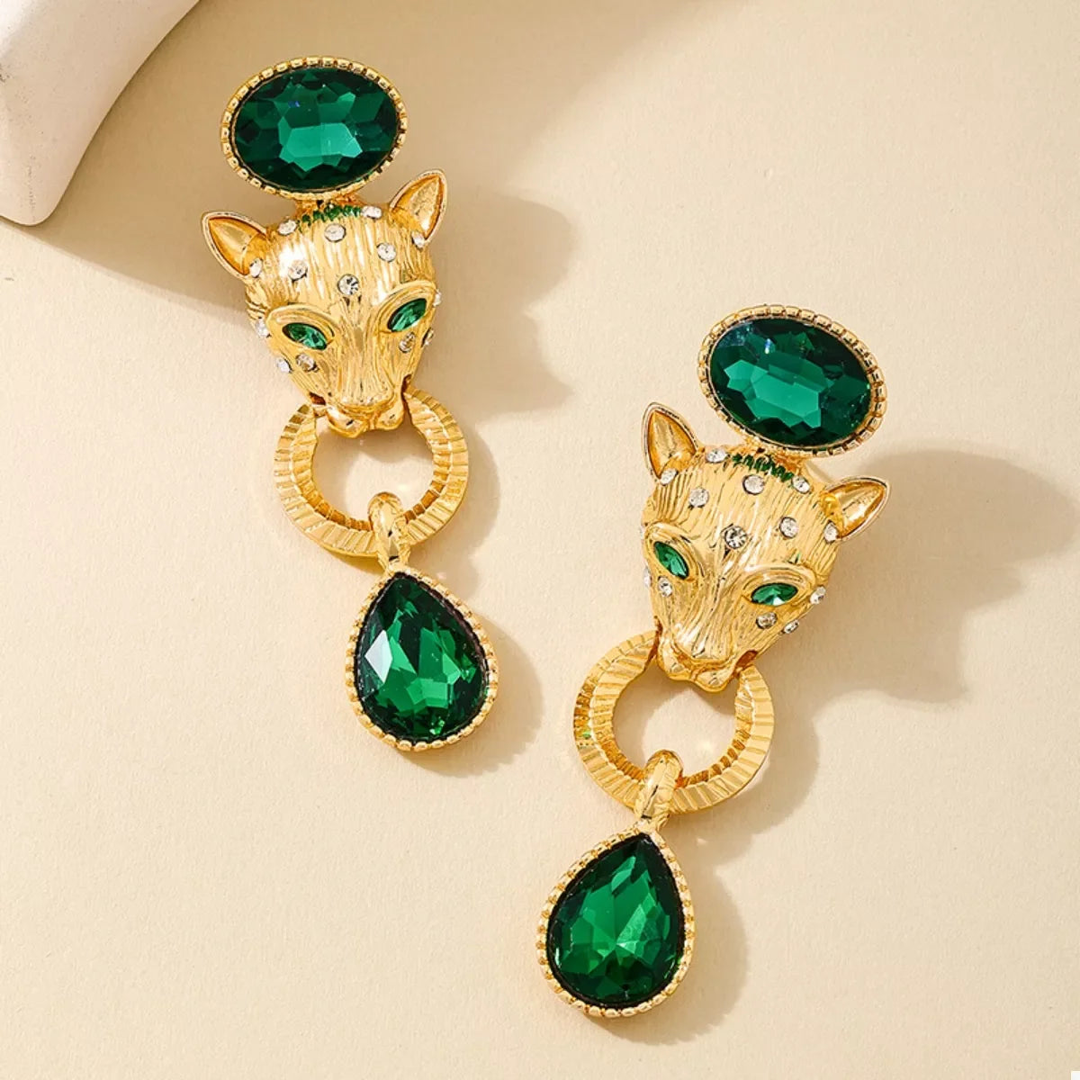 18K Gold-Plated Leopard Teardrop Earrings