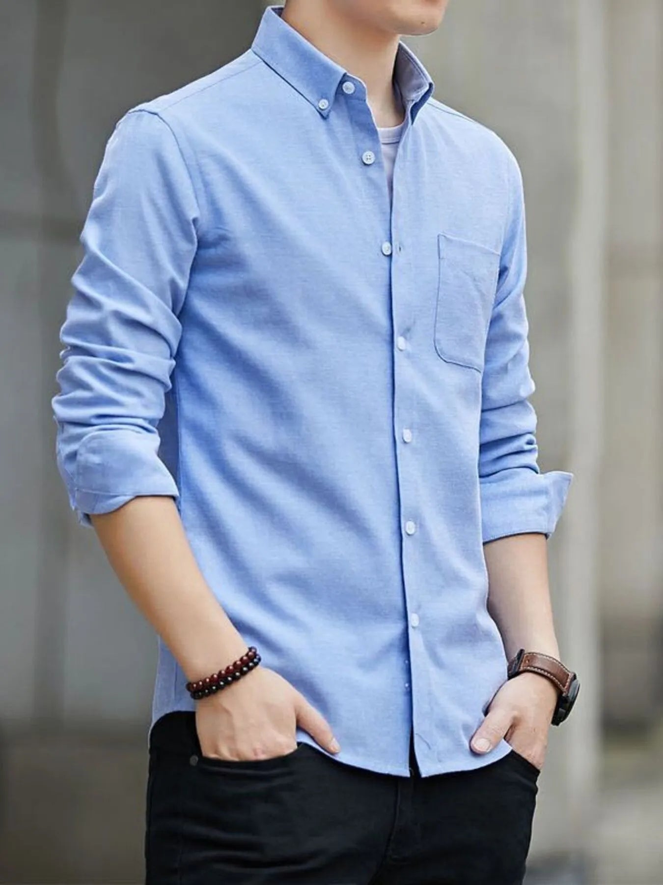Men's Plus Size Button Up Long Sleeve Shirt