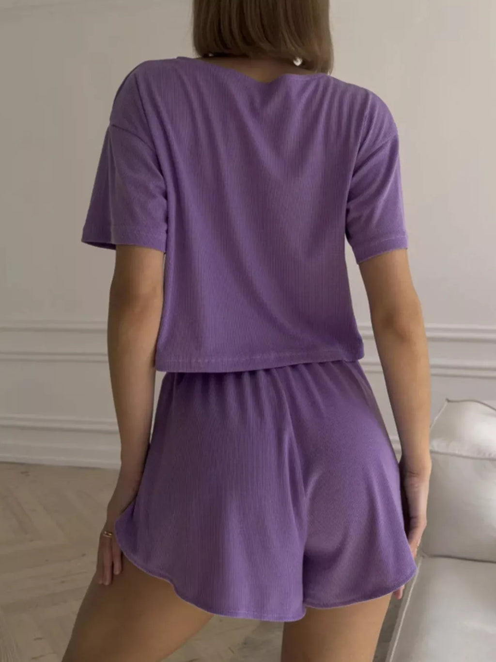 Round Neck Tee and Shorts Set