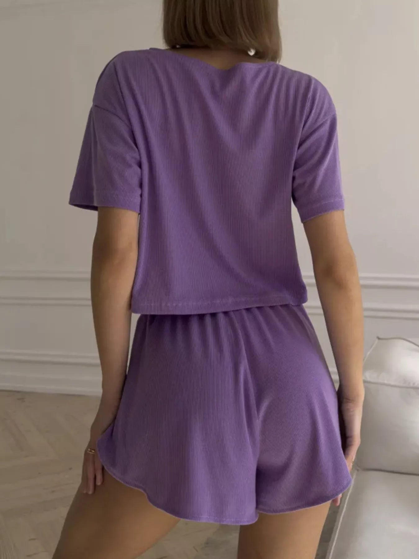 Round Neck Tee and Shorts Set