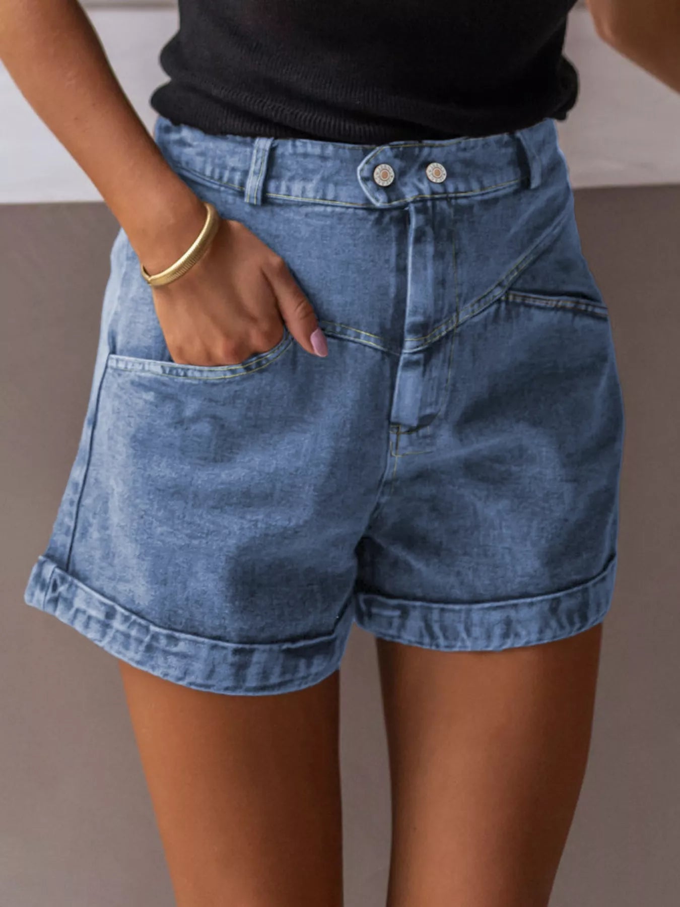 High-Waisted Denim Shorts
