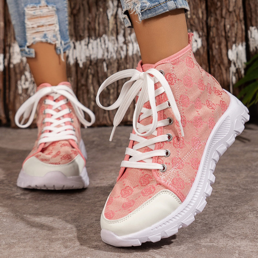 Lace Up Round Toe Sneakers
