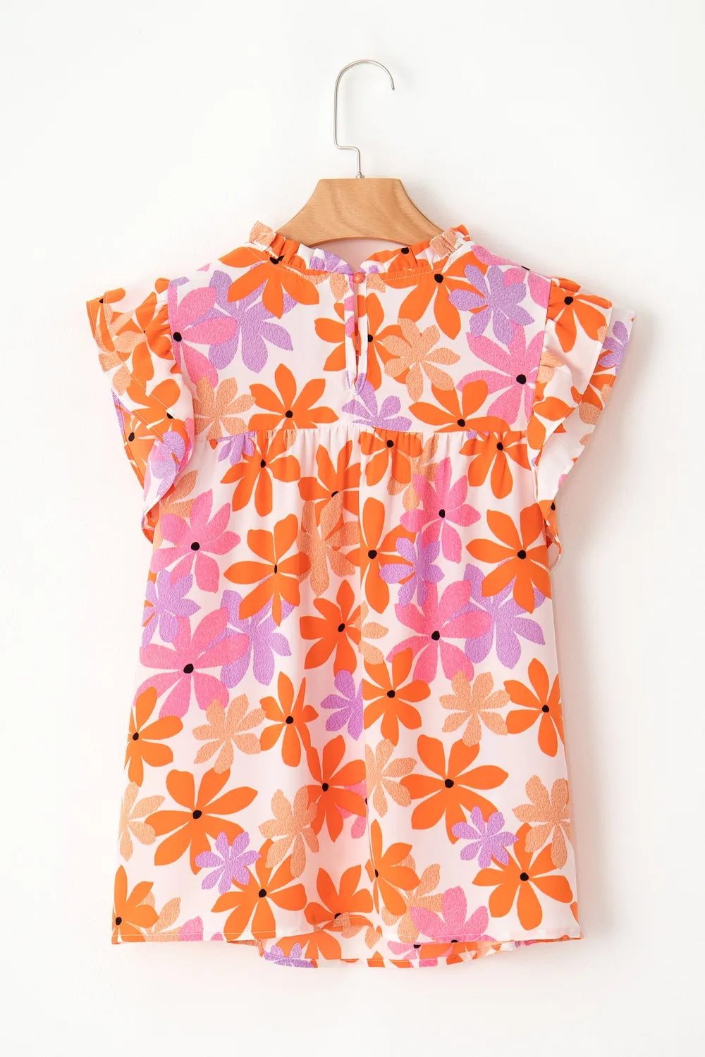 Printed Round Neck Cap Sleeve Blouse
