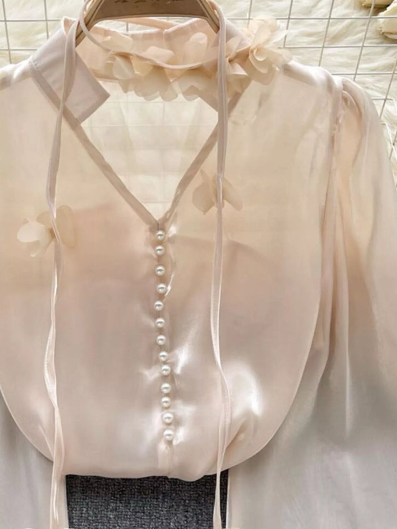 Sheer Floral Embellished Shirt
