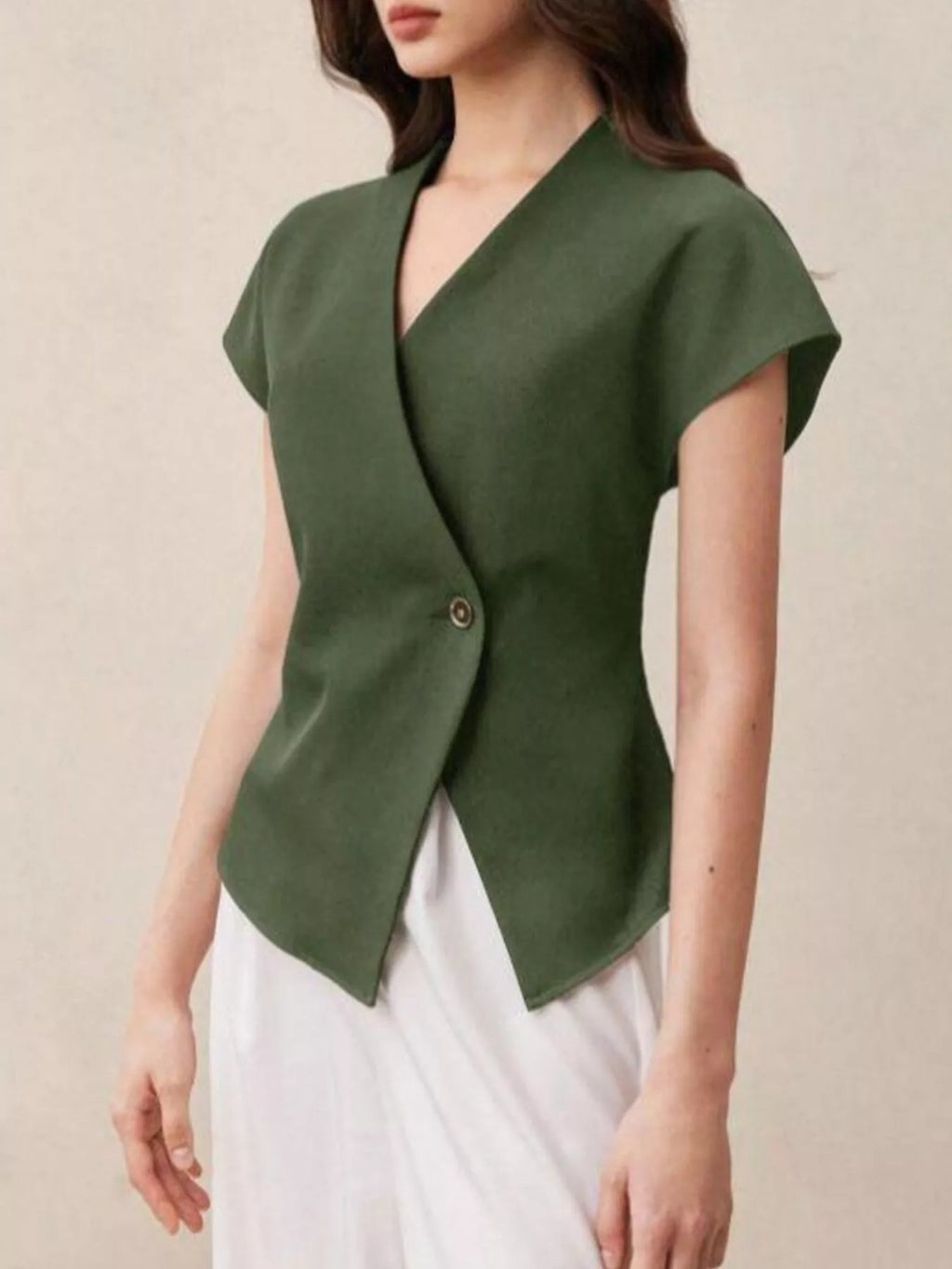 Wrap-Front One Button Shirt